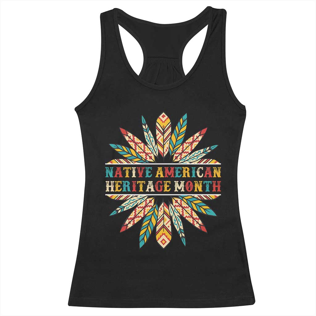 Native American Heritage Month Racerback Tank Top Indigenous Pride Feathers TS11 Black Print Your Wear