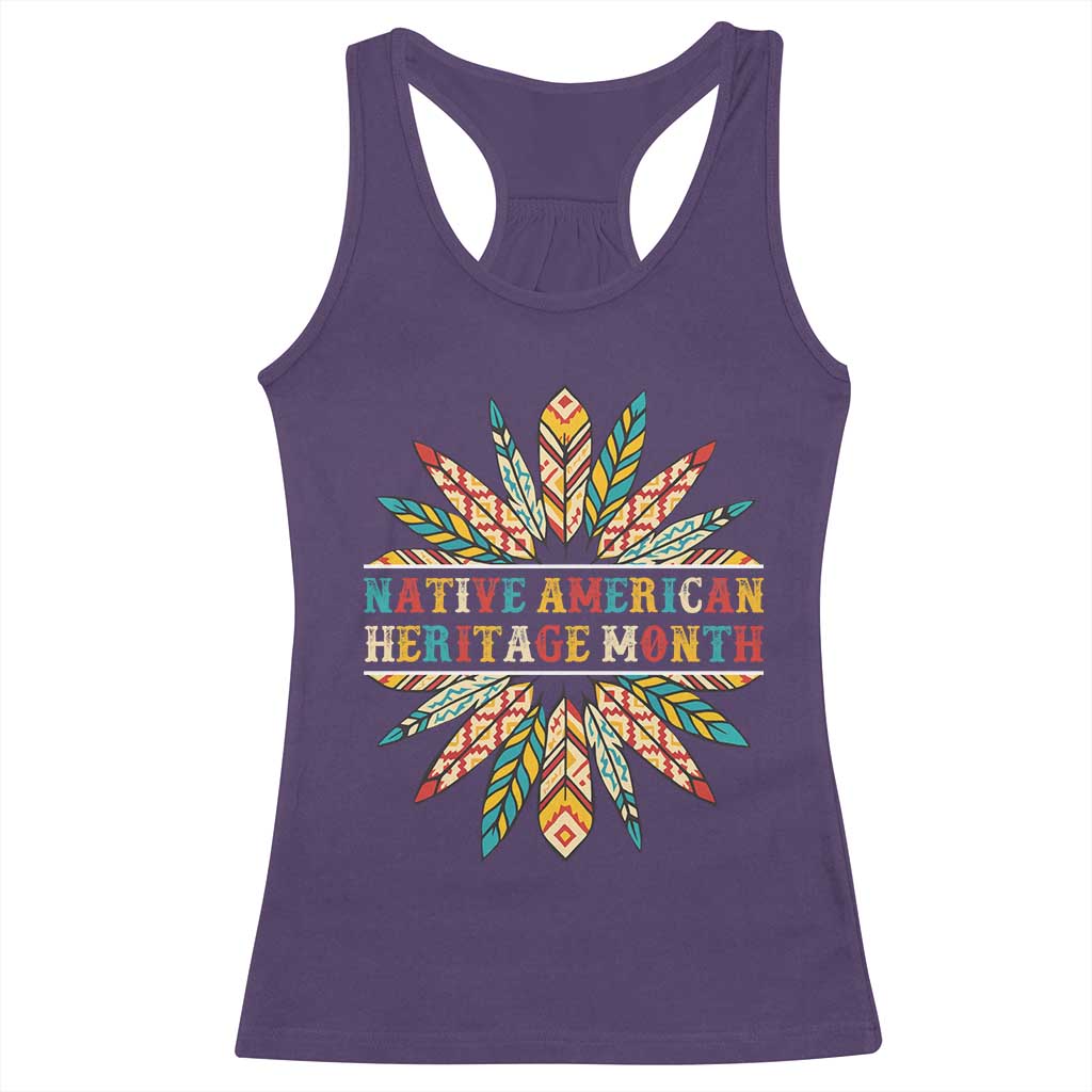 Native American Heritage Month Racerback Tank Top Indigenous Pride Feathers TS11 Purple Print Your Wear