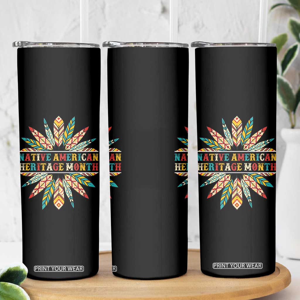 Native American Heritage Month Skinny Tumbler Indigenous Pride Feathers TS11 Print Your Wear