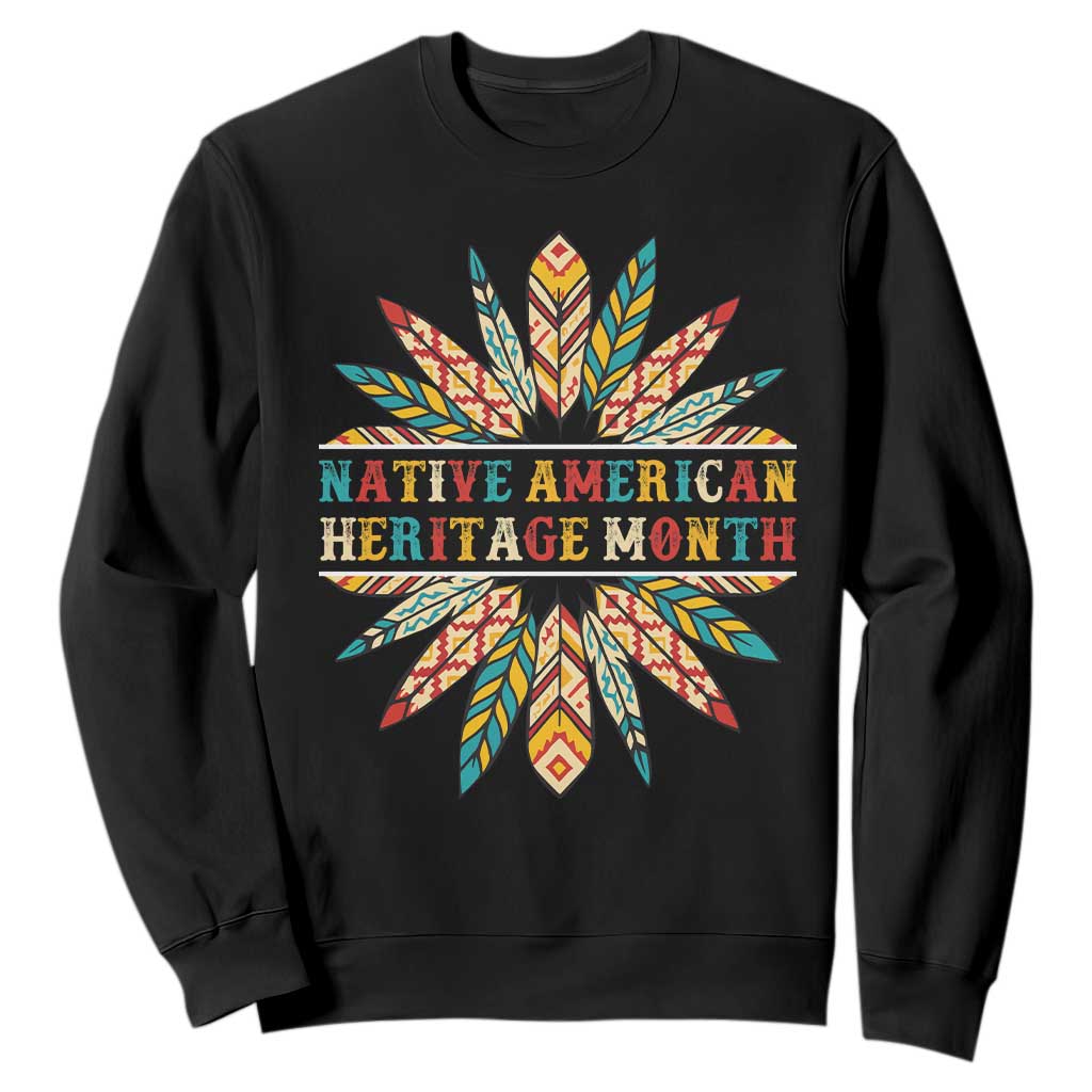 Native American Heritage Month Sweatshirt Indigenous Pride Feathers TS11 Black Print Your Wear