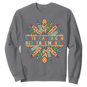 Native American Heritage Month Sweatshirt Indigenous Pride Feathers TS11 Charcoal Print Your Wear