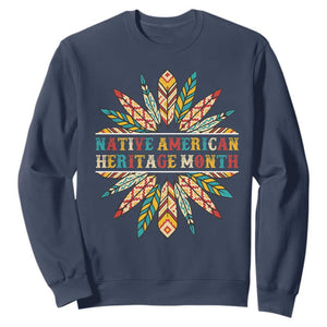 Native American Heritage Month Sweatshirt Indigenous Pride Feathers TS11 Navy Print Your Wear