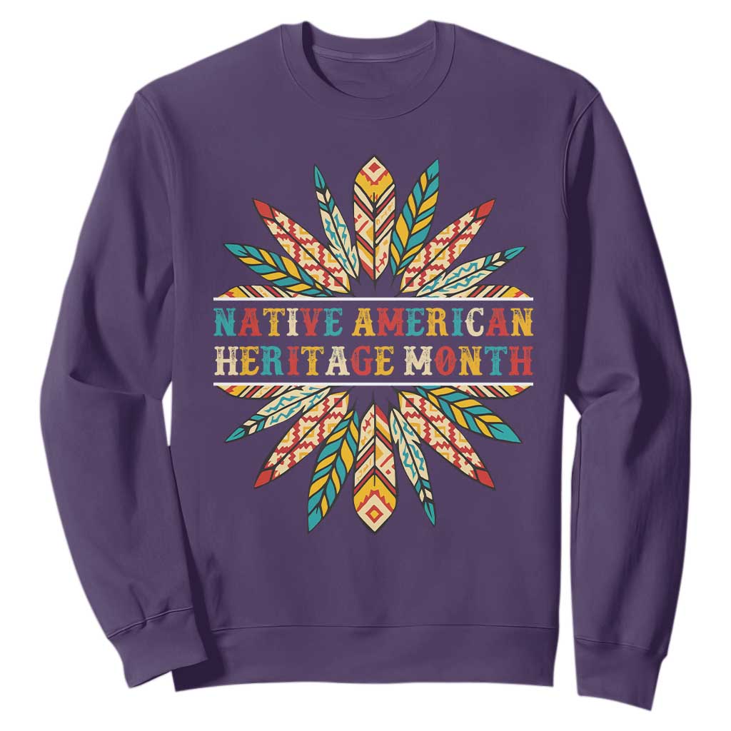 Native American Heritage Month Sweatshirt Indigenous Pride Feathers TS11 Purple Print Your Wear