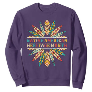 Native American Heritage Month Sweatshirt Indigenous Pride Feathers TS11 Purple Print Your Wear