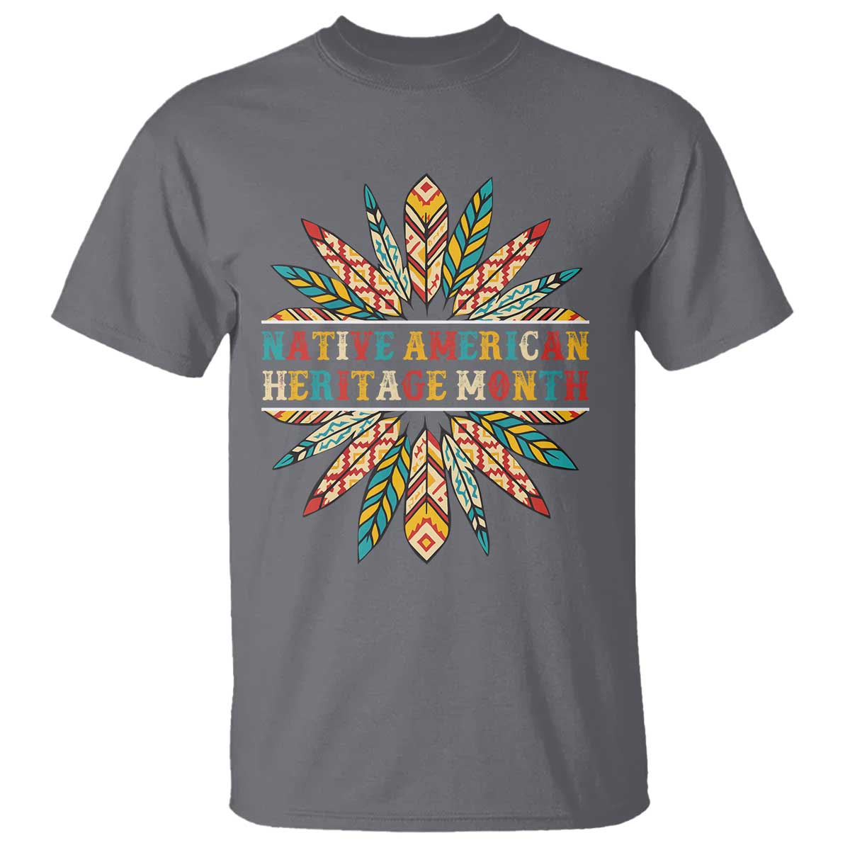 Native American Heritage Month T Shirt Indigenous Pride Feathers TS11 Charcoal Print Your Wear