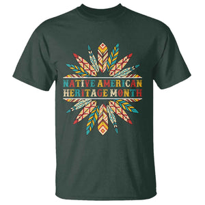 Native American Heritage Month T Shirt Indigenous Pride Feathers TS11 Dark Forest Green Print Your Wear