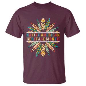 Native American Heritage Month T Shirt Indigenous Pride Feathers TS11 Maroon Print Your Wear