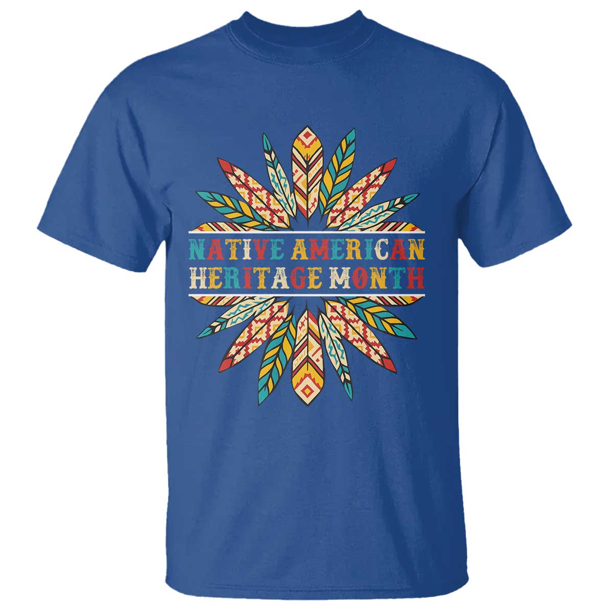 Native American Heritage Month T Shirt Indigenous Pride Feathers TS11 Royal Blue Print Your Wear