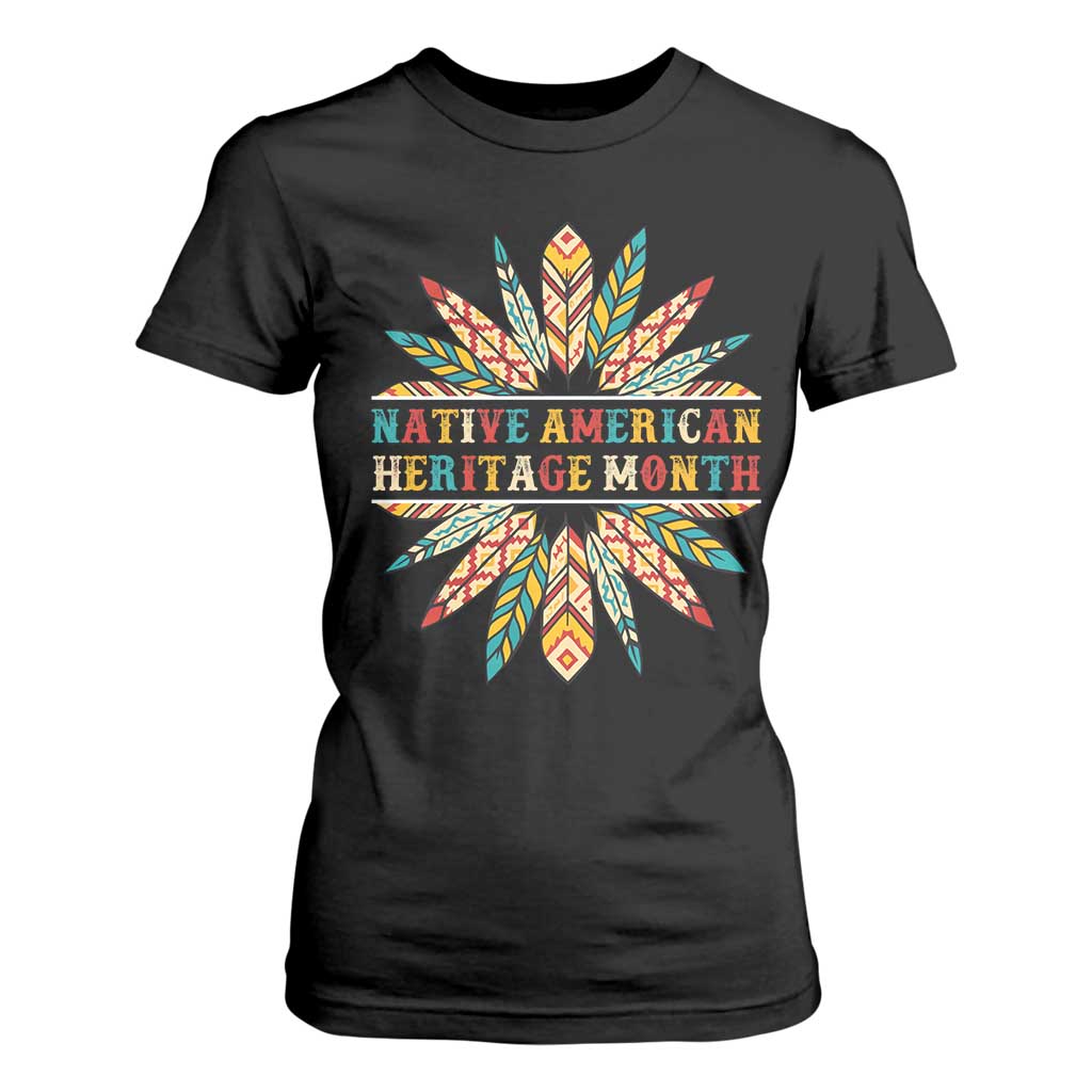 Native American Heritage Month T Shirt For Women Indigenous Pride Feathers TS11 Black Print Your Wear