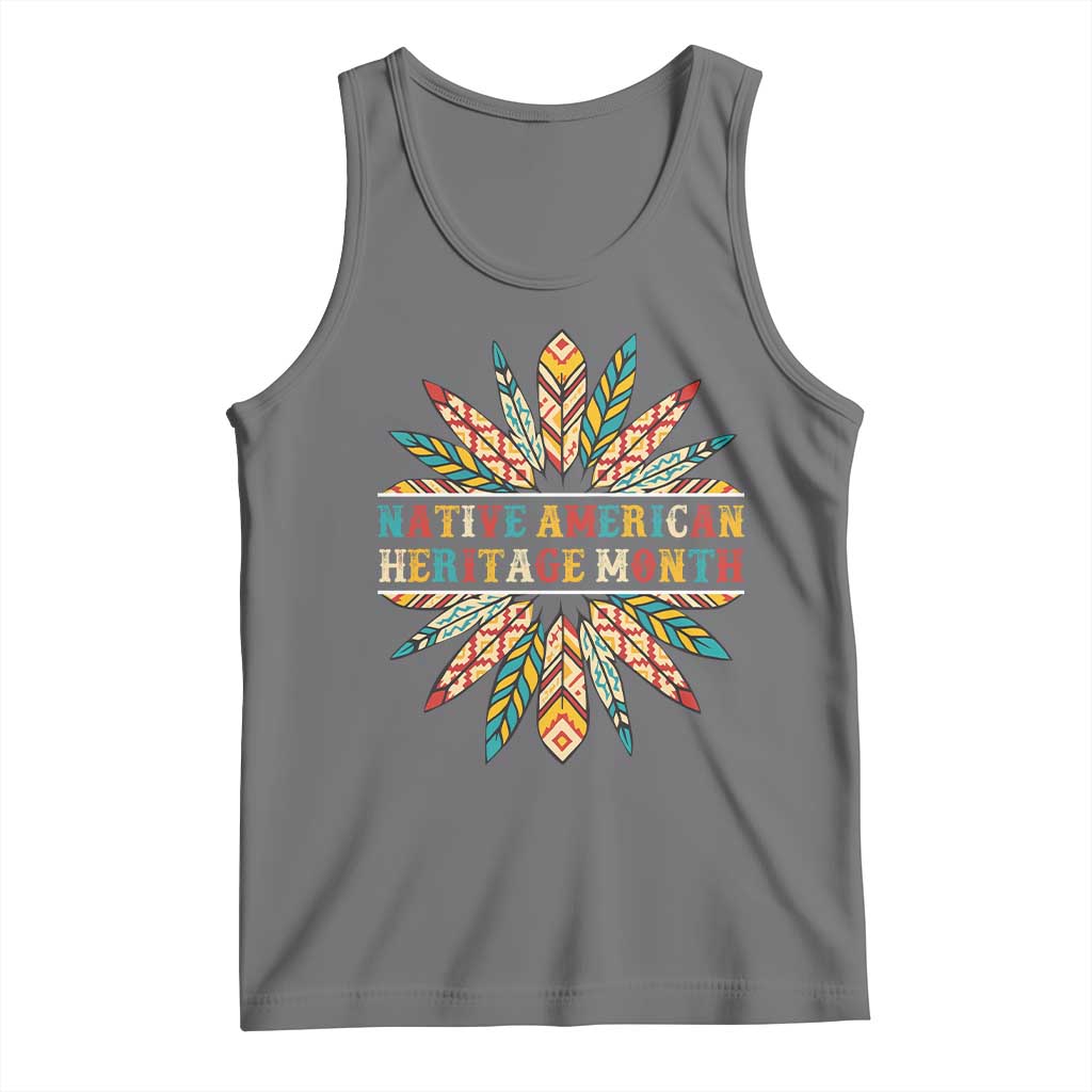 Native American Heritage Month Tank Top Indigenous Pride Feathers TS11 Black Heather Print Your Wear