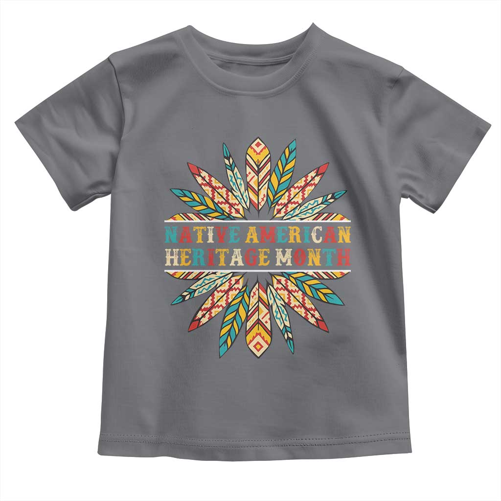 Native American Heritage Month Toddler T Shirt Indigenous Pride Feathers TS11 Charcoal Print Your Wear