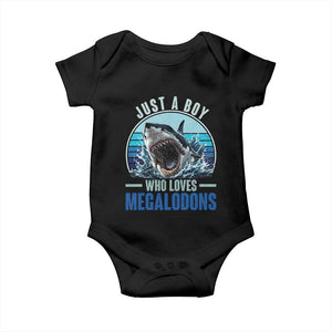 Just A Boy Who Loves Megalodons Baby Onesie Megalodon Shark Lover Retro Graphic