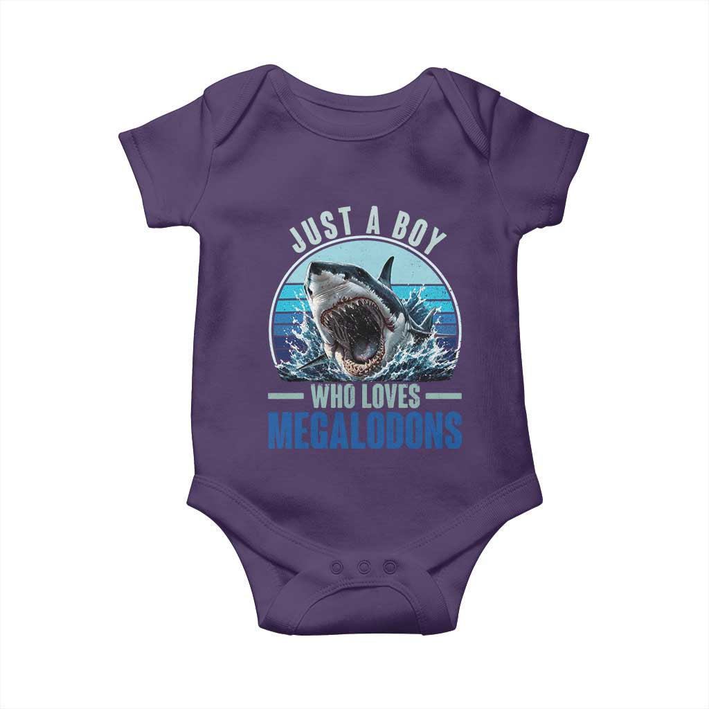 Just A Boy Who Loves Megalodons Baby Onesie Megalodon Shark Lover Retro Graphic