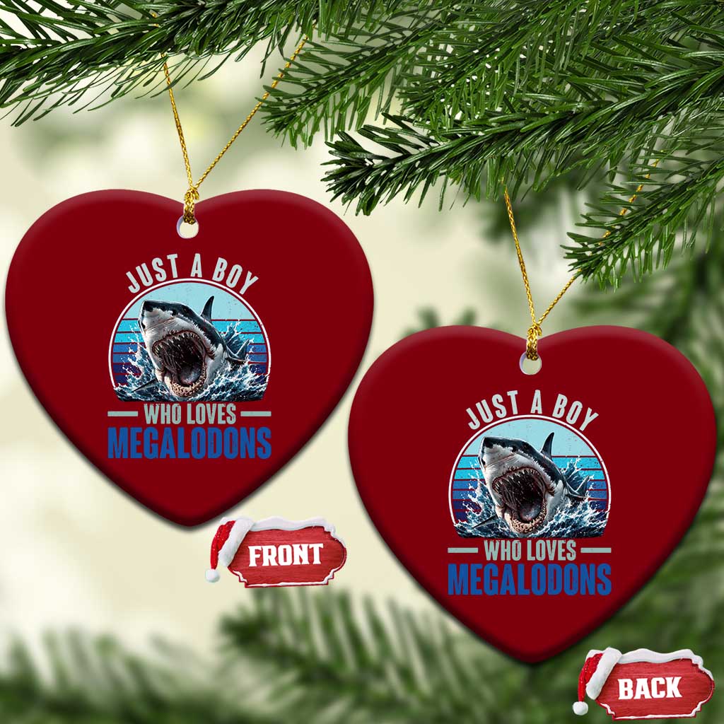 Just A Boy Who Loves Megalodons Ceramic Ornament Megalodon Shark Lover Retro Graphic