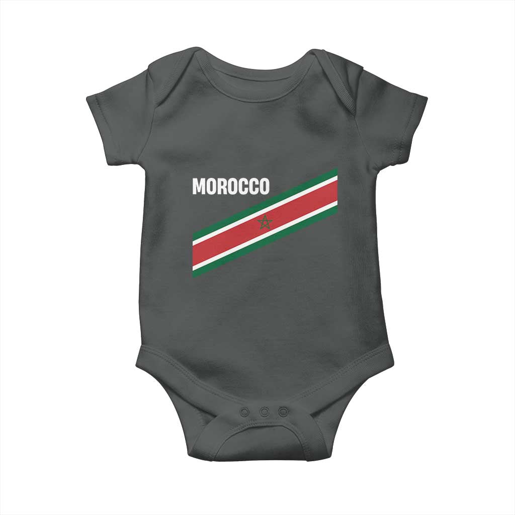 Morocco Moroccan Flag Baby Onesie Green Star Maroc Stripes TS11 Dark Heather Print Your Wear