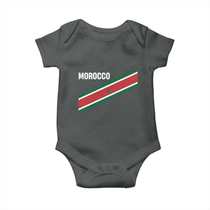 Morocco Moroccan Flag Baby Onesie Green Star Maroc Stripes TS11 Dark Heather Print Your Wear