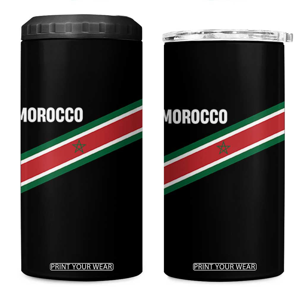 Morocco Moroccan Flag 4 in 1 Can Cooler Tumbler Green Star Maroc Stripes TS11 One Size: 16 oz Black Print Your Wear