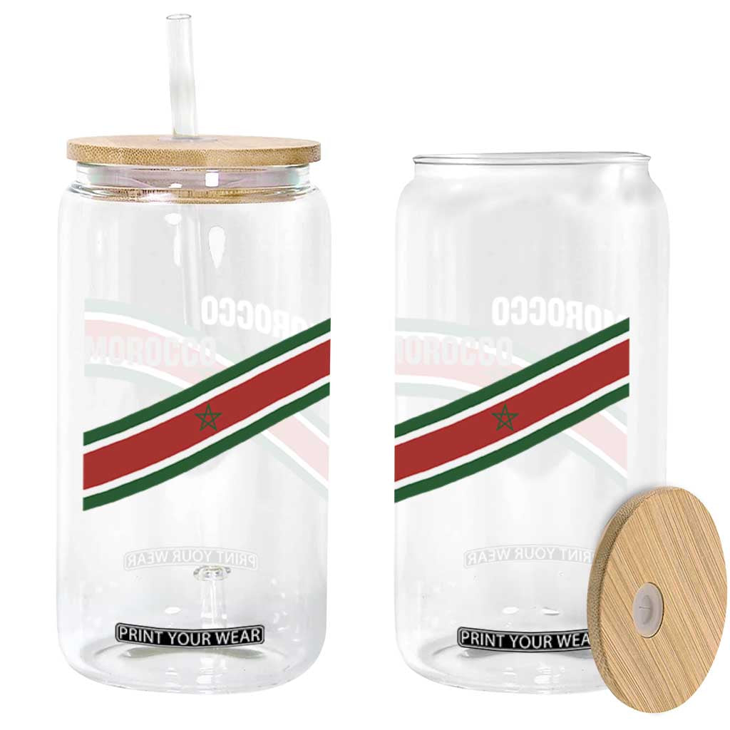 Morocco Moroccan Flag Glass Can Green Star Maroc Stripes TS11 Print Your Wear