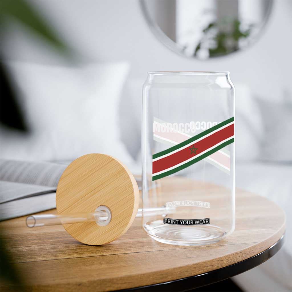 Morocco Moroccan Flag Glass Can Green Star Maroc Stripes TS11 Print Your Wear