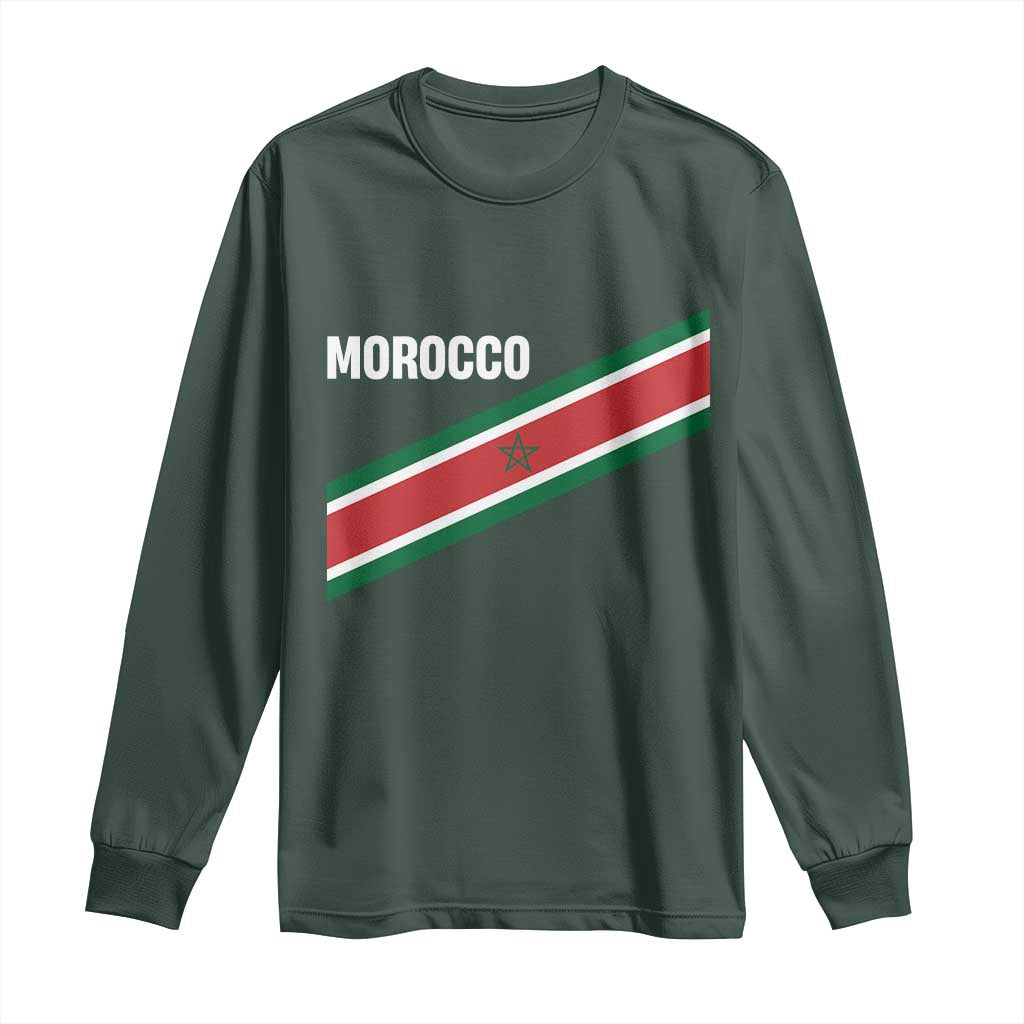 Morocco Moroccan Flag Long Sleeve Shirt Green Star Maroc Stripes TS11 Dark Forest Green Print Your Wear