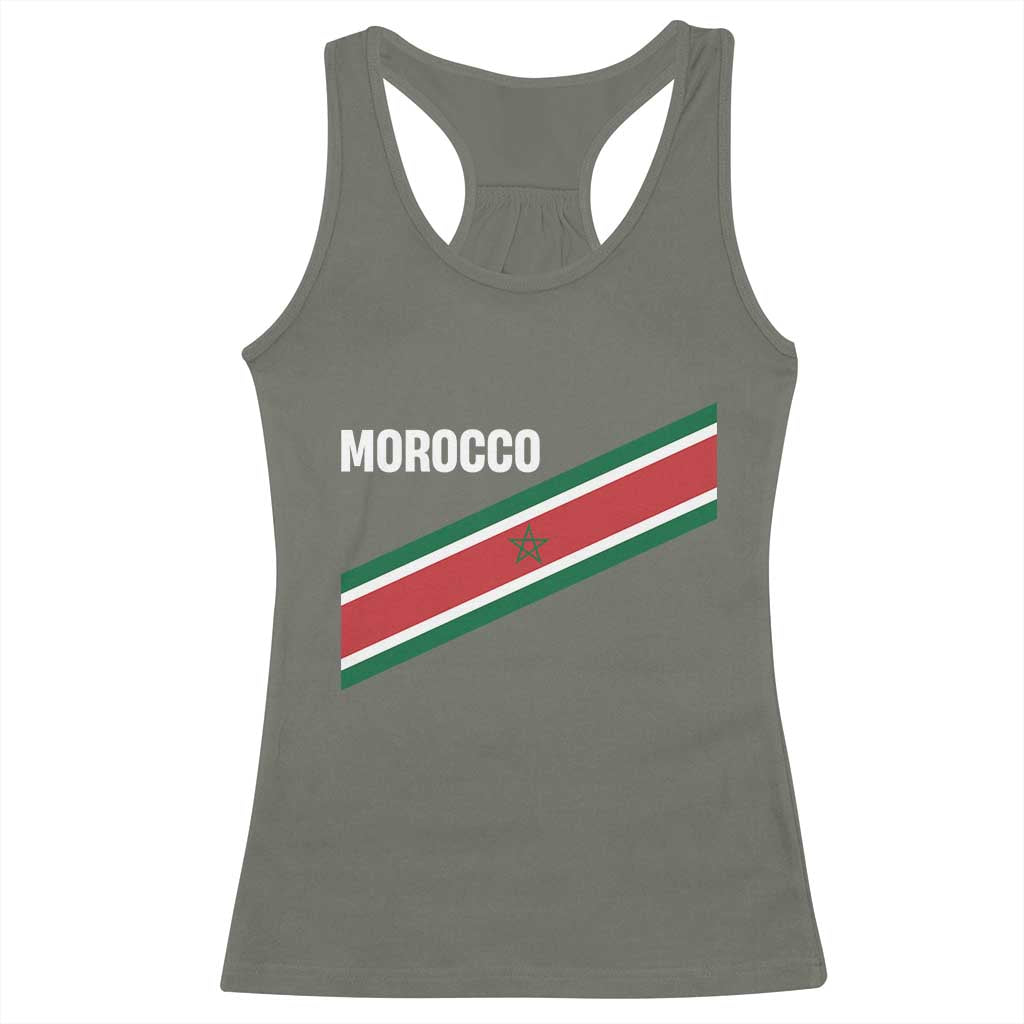 Morocco Moroccan Flag Racerback Tank Top Green Star Maroc Stripes TS11 Military Green Print Your Wear