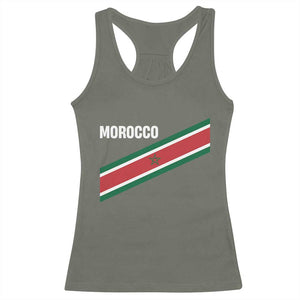 Morocco Moroccan Flag Racerback Tank Top Green Star Maroc Stripes TS11 Military Green Print Your Wear