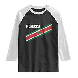 Morocco Moroccan Flag Raglan Shirt Green Star Maroc Stripes TS11 Black White Print Your Wear