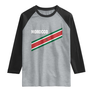 Morocco Moroccan Flag Raglan Shirt Green Star Maroc Stripes TS11 Heather Gray Black Print Your Wear