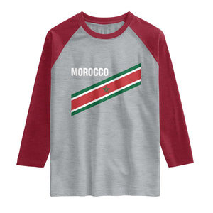 Morocco Moroccan Flag Raglan Shirt Green Star Maroc Stripes TS11 Heather Gray Heather Red Print Your Wear