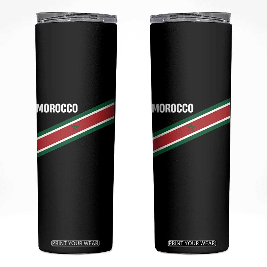 Morocco Moroccan Flag Skinny Tumbler Green Star Maroc Stripes TS11 Black Print Your Wear