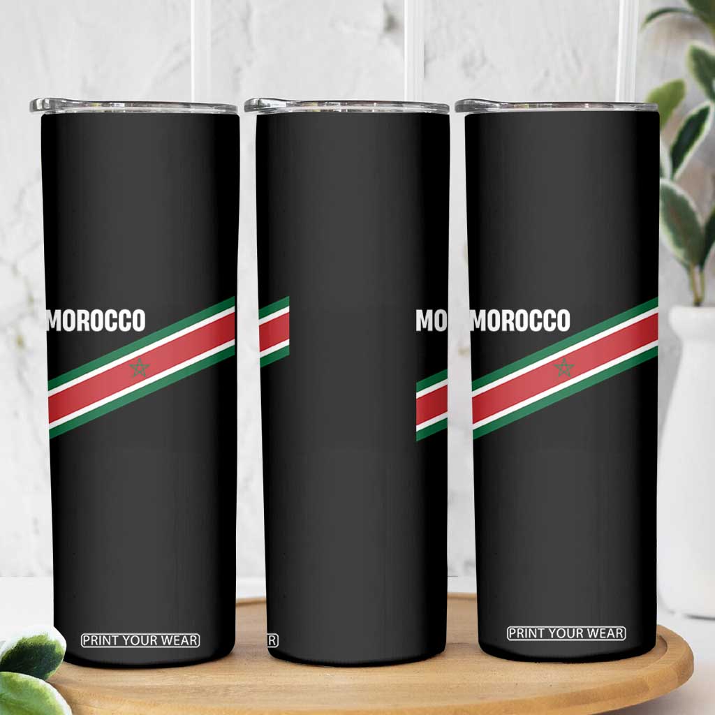 Morocco Moroccan Flag Skinny Tumbler Green Star Maroc Stripes TS11 Print Your Wear