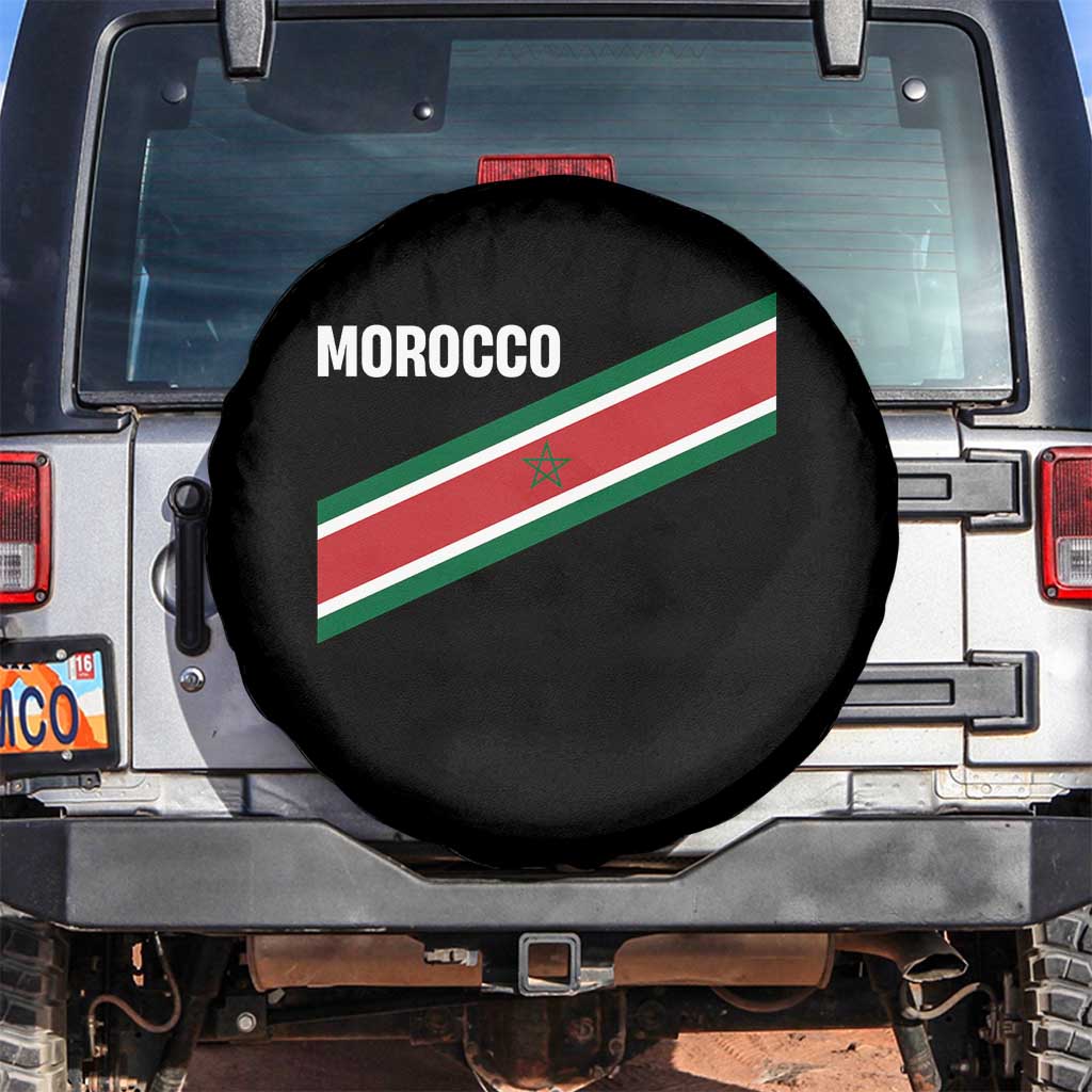 Morocco Moroccan Flag Spare Tire Cover Green Star Maroc Stripes TS11 No hole Black Print Your Wear