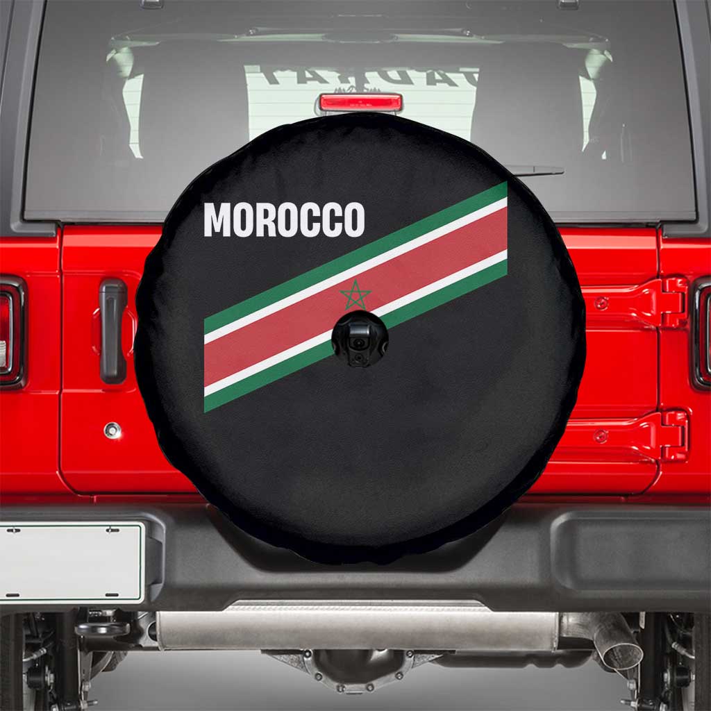 Morocco Moroccan Flag Spare Tire Cover Green Star Maroc Stripes TS11 Black Print Your Wear