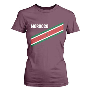 Morocco Moroccan Flag T Shirt For Women Green Star Maroc Stripes TS11 Maroon Print Your Wear