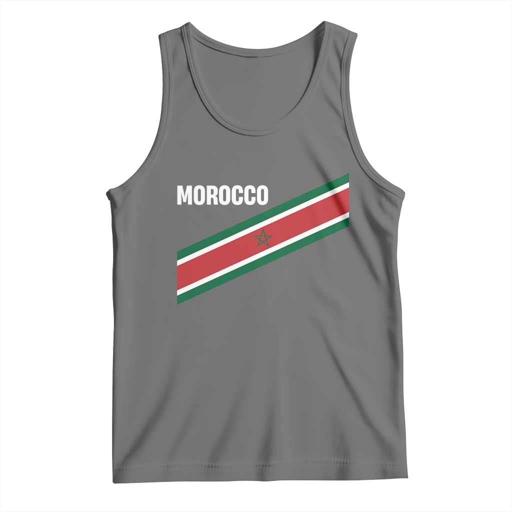 Morocco Moroccan Flag Tank Top Green Star Maroc Stripes TS11 Black Heather Print Your Wear