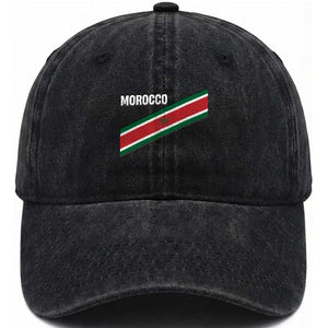 Morocco Moroccan Flag Washed Cotton Baseball Cap Green Star Maroc Stripes TS11 Print Your Wear