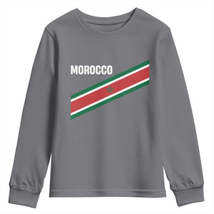 Morocco Moroccan Flag Youth Sweatshirt Green Star Maroc Stripes TS11 Charcoal Print Your Wear
