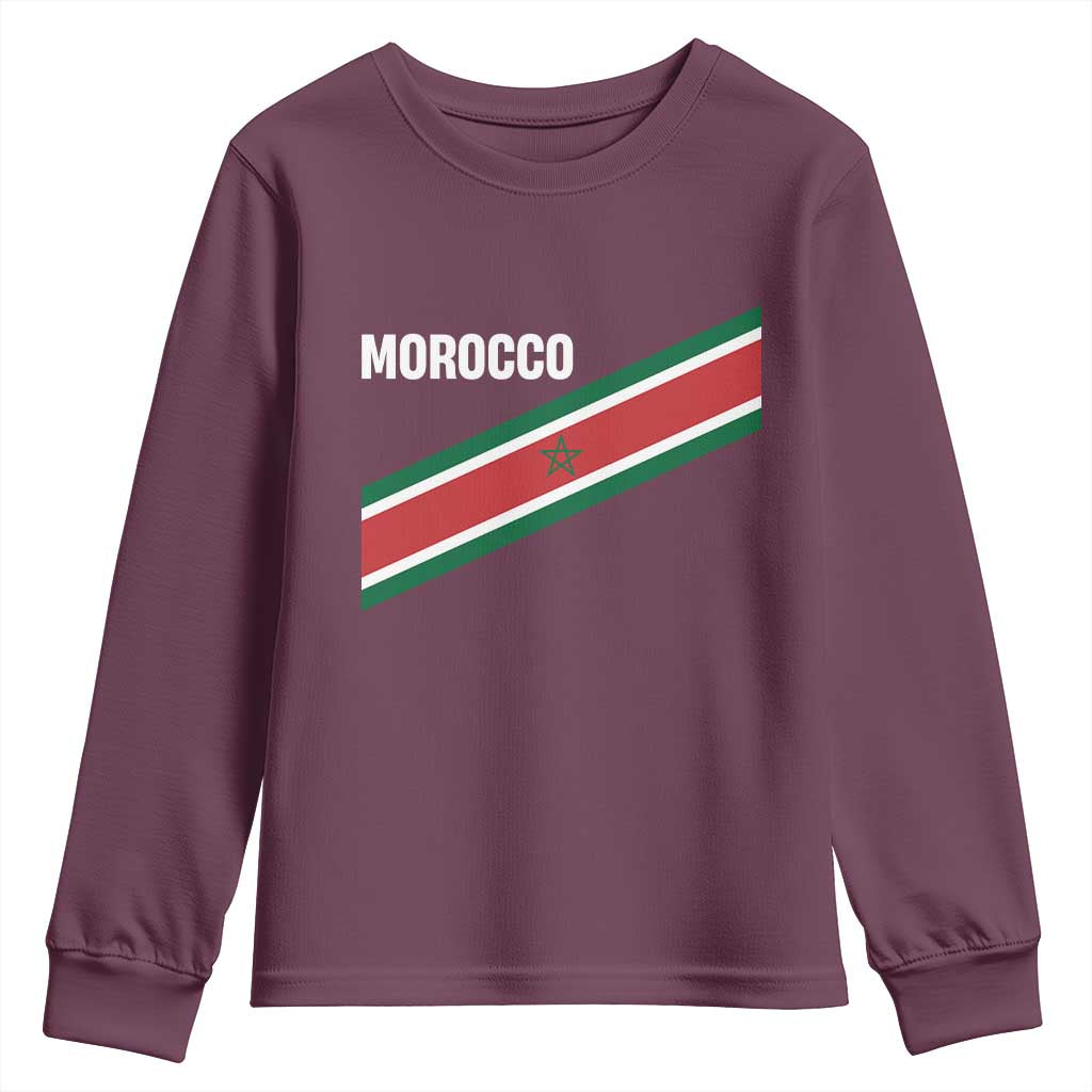 Morocco Moroccan Flag Youth Sweatshirt Green Star Maroc Stripes TS11 Maroon Print Your Wear