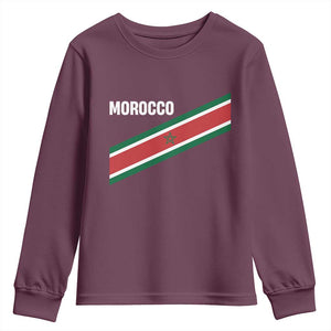 Morocco Moroccan Flag Youth Sweatshirt Green Star Maroc Stripes TS11 Maroon Print Your Wear