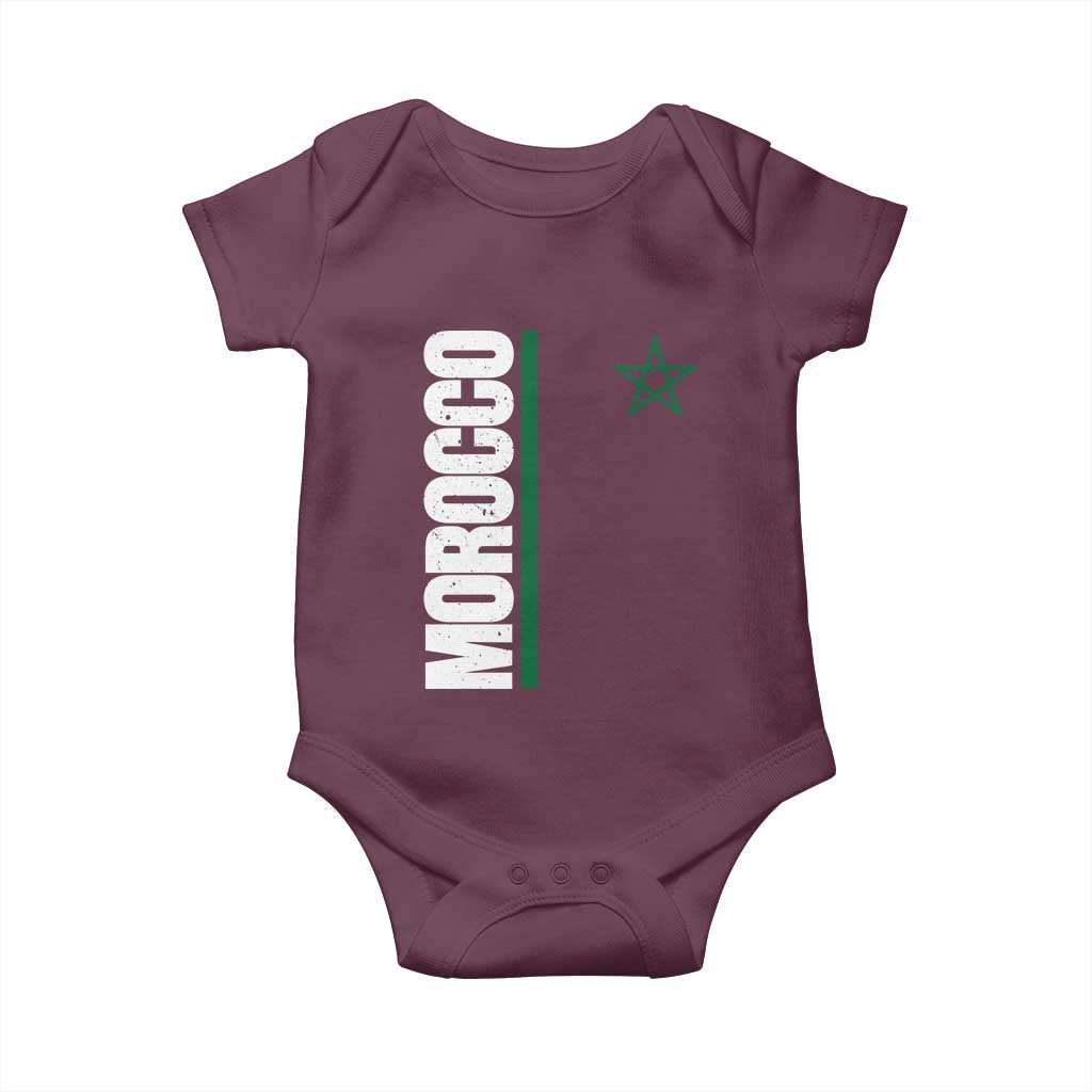Morocco Green Star Flag Patriotic Moroccan Pride Baby Onesie TS11 Maroon Print Your Wear