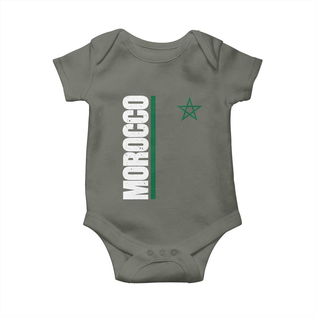 Morocco Green Star Flag Patriotic Moroccan Pride Baby Onesie TS11 Military Green Print Your Wear