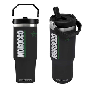 Morocco Green Star Flag Patriotic Moroccan Pride Flip Straw Tumbler TS11 One Size: 30 oz Black Print Your Wear