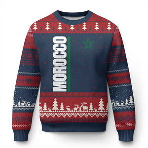 Morocco Green Star Flag Patriotic Moroccan Pride Ugly Christmas Sweater TS11 Navy Red Print Your Wear