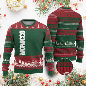 Morocco Green Star Flag Patriotic Moroccan Pride Ugly Christmas Sweater TS11 Red Green Print Your Wear