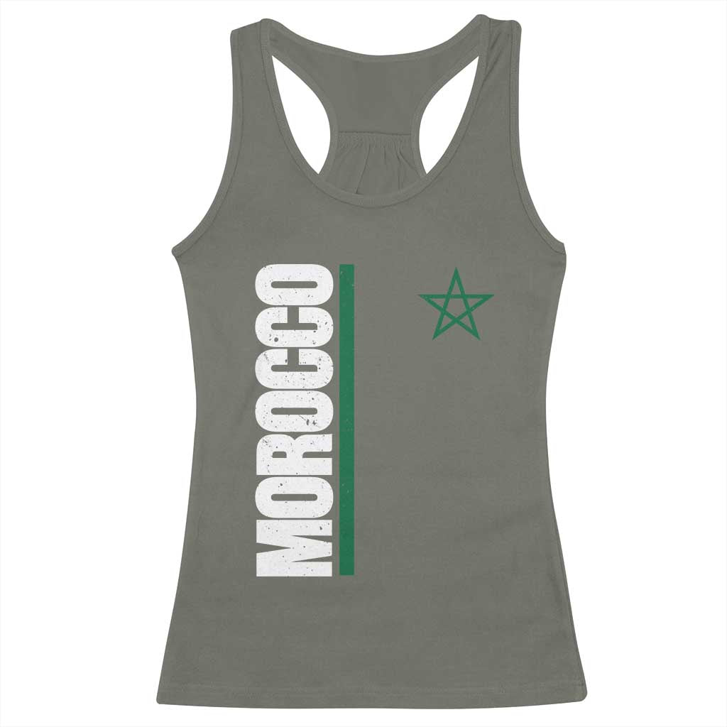 Morocco Green Star Flag Patriotic Moroccan Pride Racerback Tank Top TS11 Military Green Print Your Wear