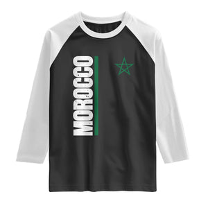 Morocco Green Star Flag Patriotic Moroccan Pride Raglan Shirt TS11 Black White Print Your Wear