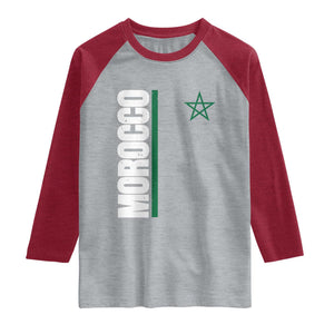 Morocco Green Star Flag Patriotic Moroccan Pride Raglan Shirt TS11 Heather Gray Heather Red Print Your Wear