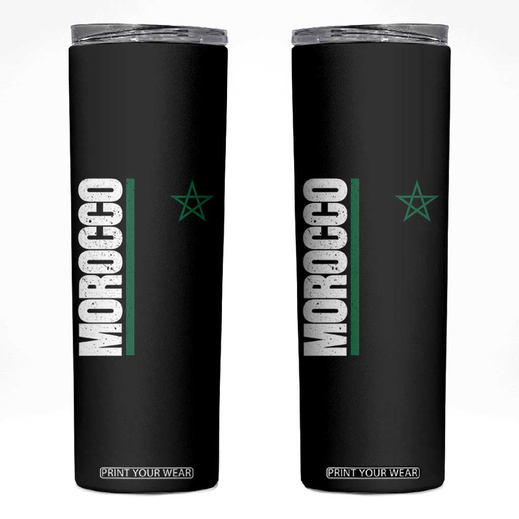 Morocco Green Star Flag Patriotic Moroccan Pride Skinny Tumbler TS11 Black Print Your Wear