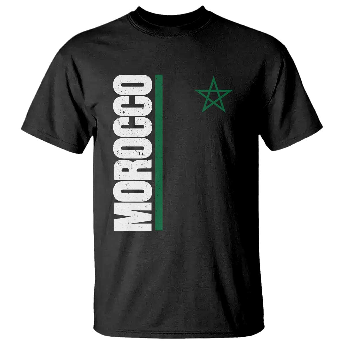Morocco Green Star Flag Patriotic Moroccan Pride T Shirt TS11 Black Print Your Wear