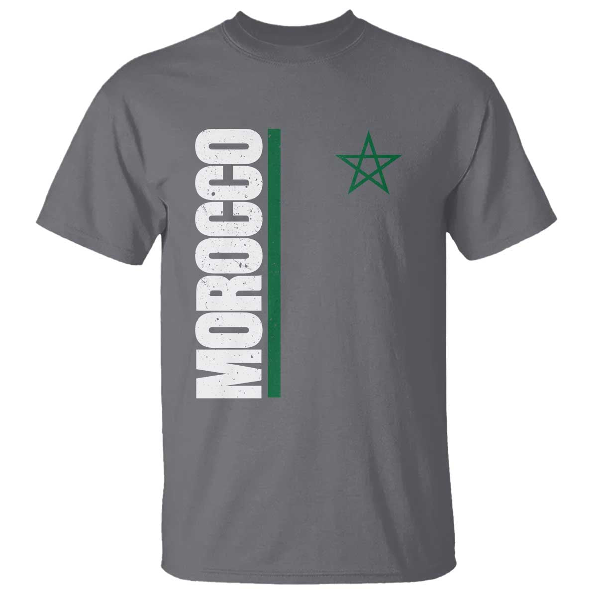 Morocco Green Star Flag Patriotic Moroccan Pride T Shirt TS11 Charcoal Print Your Wear
